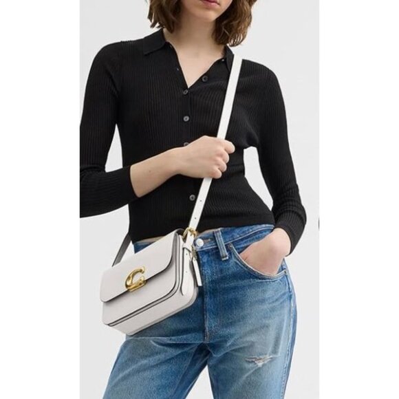 NEW!!! Coach White/Chalk Leather Sage Shoulder Bag/Crossbody with Adjustable Str - Picture 3 of 11